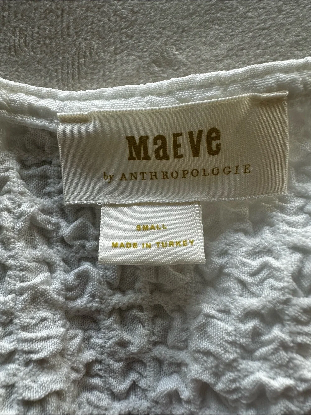 Anthropologie Cream Textured Puff-Sleeve Crop Top